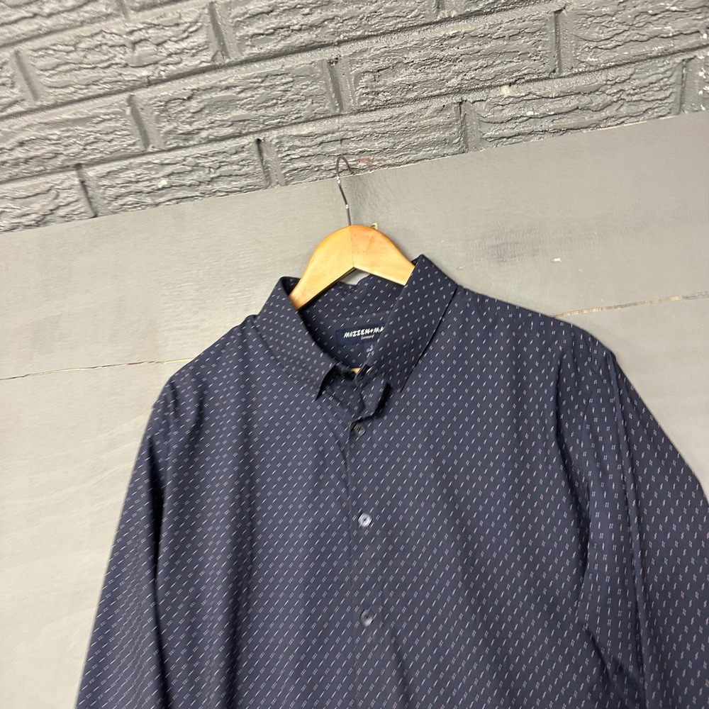 Mizzen+Main Leeward Classic Fit Navy Pink Micro Pattern Performance Shirt L‎